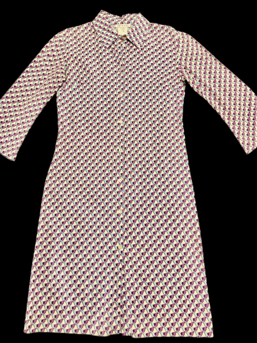 Vintage Capucine Puerari geometric print button down shirt dress - Size XS